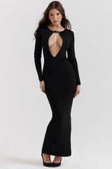 black knit maxi dress