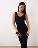 cotton blend scoop back dress in black