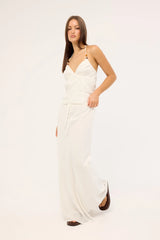Luck & Trouble Malibu Linen Maxi Skirt White