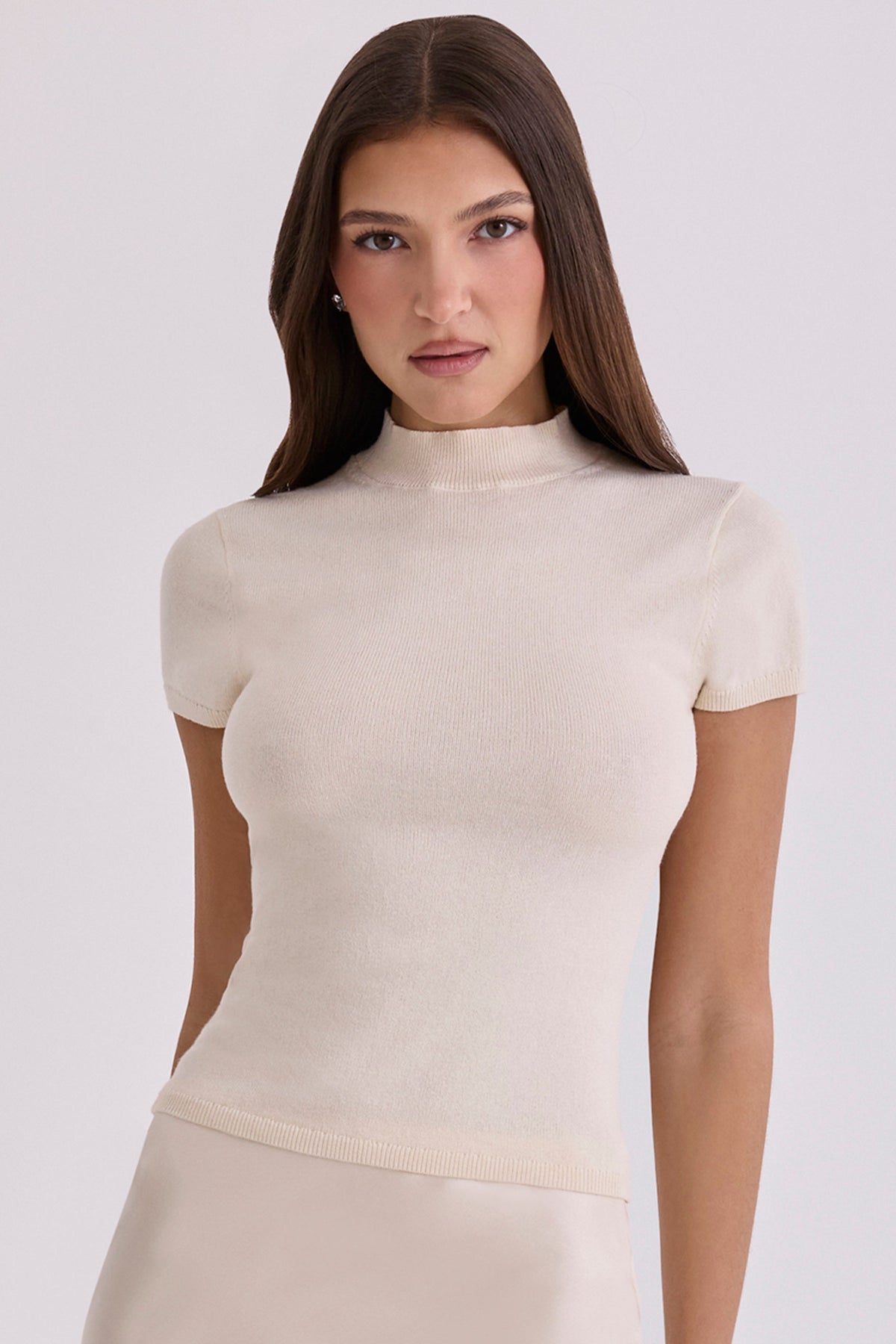 ivory cotton + cashmere short sleeve top