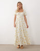 Miss Selfridge Petite seersucker puff sleeve milkmaid maxi dress in light floral print