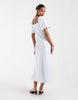 & Other Stories linen look puff sleeve midaxi dress with twist sweetheart neckline in pastel blue