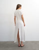 Topshop drop shoulder blouson waist crinkle maxi dress in white