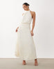 Gina Tricot embroidery maxi dress with open back detail in cream