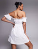broderie ruffle bardot mini dress in white