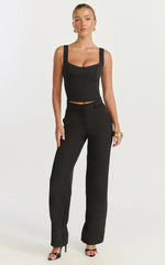 Isla Top - Scoop Neck Top in Black