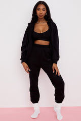 ink cotton fleece-back zip through hoodie