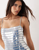 ARRANGE linear encrusted column cami maxi dress in ice blue