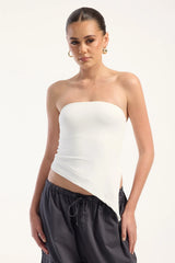 L&t Strapless Asymmetrical Top White