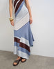 Topshop knit asymmetric striped maxi dress in blue multi