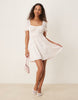 Gina Tricot puff short sleeve mini dress in pink ditsy