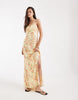 Vero Moda Tall ruched bust detailing cami midi dress in yellow based floral print