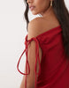 Mango linen mix asymmetric maxi dress in red