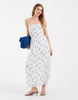 PIECES smocked lace cami maxi dress in blue ditsy floral print