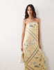 strapless maxi dress in floral print