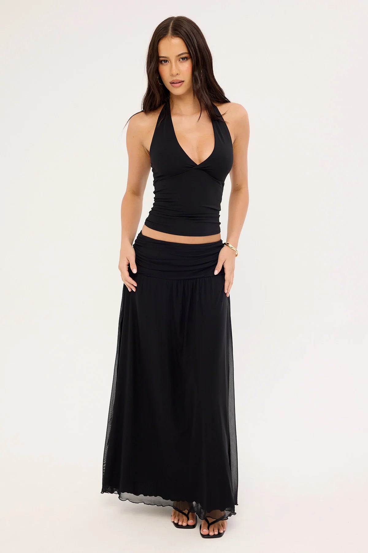 Luck & Trouble Miles Mesh Maxi Skirt Black