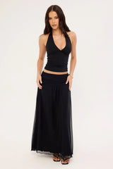 Luck & Trouble Miles Mesh Maxi Skirt Black