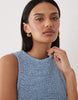 tape yarn dress with frill hem in blue