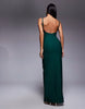 Vesper Petite bengaline cami V-neck low back maxi dress in forest green