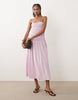 Mango ruched drop waist maxi dress in pastel pink