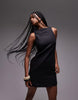 & Other Stories linen mini dress with boat neck in black