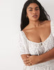Esmée Curve tie front puff sleeve maxi dress in white ditsy floral