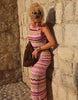 Kiwi & Co Walking On Sunshine crochet high neck sleeveless maxi beach dress in pink stripes