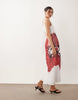 placement print midi dress in white