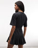 Monki mini dress with ruffle hem detail in black