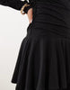 Nobody's Child Petite Yuki round neck drop waist ruched detail mini dress in black