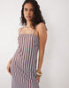 cami square neck with side split maxi dress in striped print
