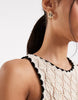AWARE sleeveless corchet maxi dress in cream with black contrast trim