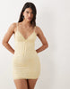 Tiger Mist Kirra lace open back tie detail mini dress in lemon