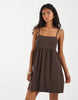 PIECES babydoll cami mini dress in chocolate brown