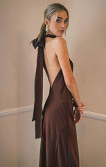 Lisa Maxi Dress ~ Chocolate Luxe Satin