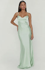Logan Dress ~ Pistachio Luxe Satin