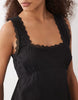 denim mini dress with crochet trim detail in black