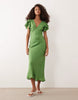 Nobody's Child Layla ruffle cap sleeve v-neck midi dress in green