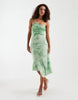 Motel Mumum one shoulder asymmetric floaty floral midaxi dress in turqouise