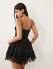 Bardot Ashta lace detail mini dress with corset detail in black