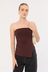 Perfect Stranger Athena Strapless Knit Top Chocolate