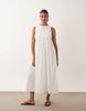 Vero Moda Maternity sleeveless midi dress with woven skirt in white