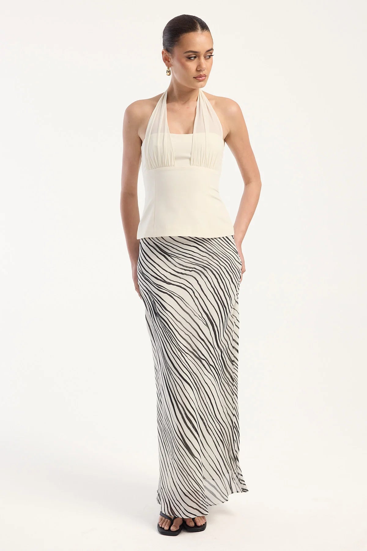 Perfect Stranger Elodie Maxi Skirt Black/White Stripe