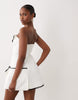 ASOS LUXE satin bandeau mini dress with contrast trim detail in white