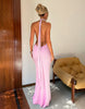Tiger Mist x Em Venz Maddy high racer halterneck open back drape detail maxi dress in pink