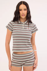 Rusty Blazed Stripe Booty Short Cream Multi Stripe