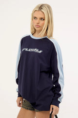 Rusty Fine Line Contrast L/S Tee Navy Blue