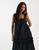 Object premium lace and ruffle trim tiered boho maxi dress in black