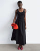 & Other Stories fitted bodice maxi jersey dress with cotton poplin skirting in black