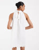 Pieces halterneck floral applique mini dress in white